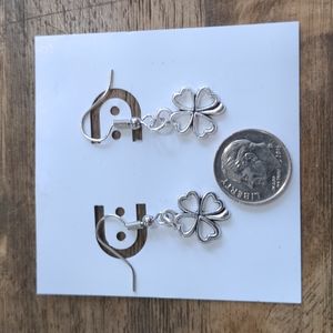 Four Leaf Clover Earrings Outline Silver